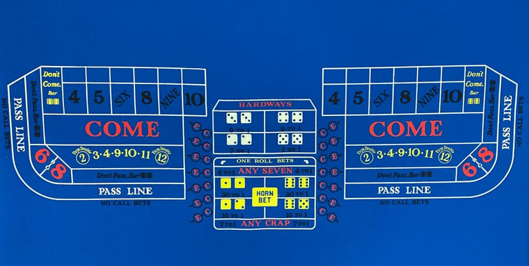 6ft x 62in Craps Double Layout Backed, Blue (Billiard Cloth)