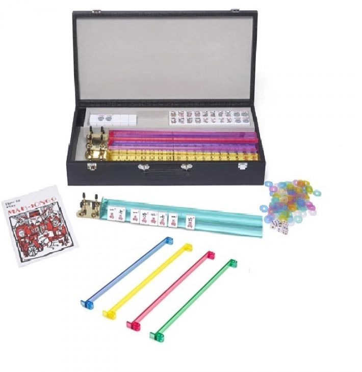 Mahjong Set in Black Faux Leather Case
