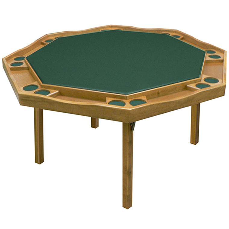 Poker Table: Octagonal Poker Table with Folding Wooden Legs, Modern Style, 52 in. Diameter, Oak Fini