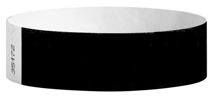 Tyvek 3/4" Solid Wristbands, Black (500 Wristbands per box) Tyvek 3/4" Solid Wristbands, Black (500 Wristbands per box)
