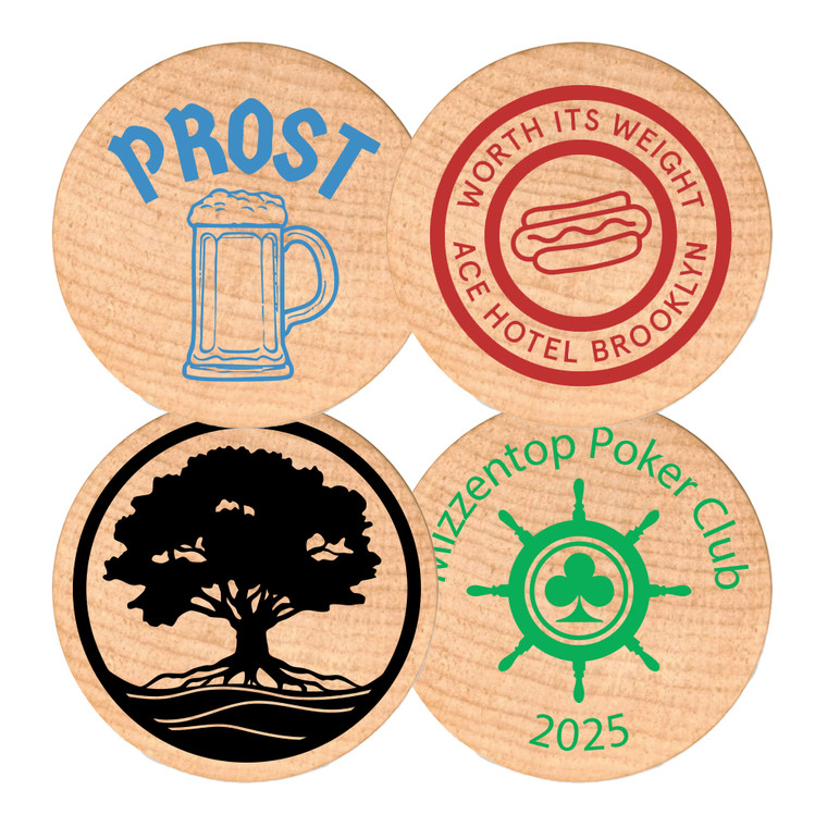 Custom Wooden Nickel -1 Side Imprint - 1 Color