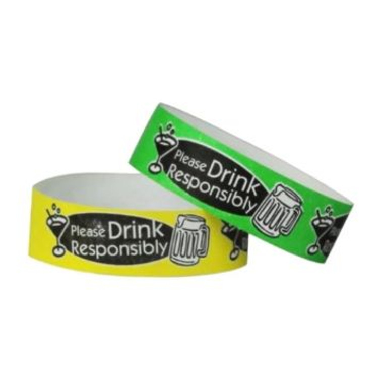 Tyvek 3/4" 2 Color Designer, Drink Responsibly (500 per box)