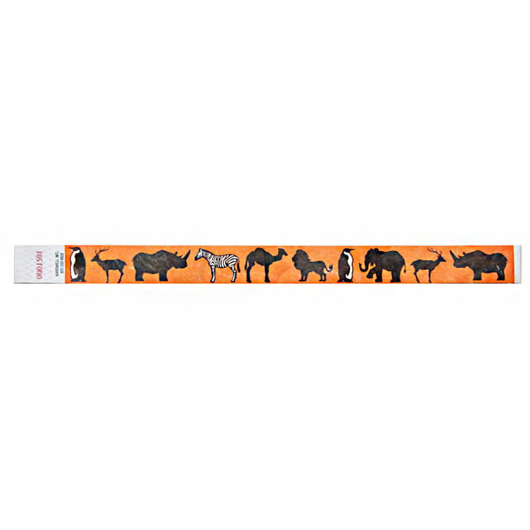 Tyvek 3/4" 2 Color Designer Wristbands, Zoo (500 per box)