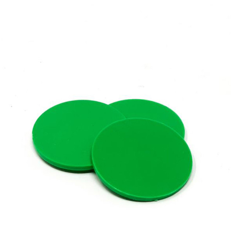Counting Chips: 1-5/8" Plastic Counting Chips, Smooth Finish, Green
