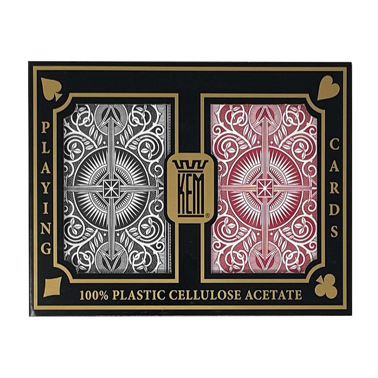 Kem Arrow Playing Cards: Poker Size, Black & Red, Jumbo Index, 2-Deck Sets