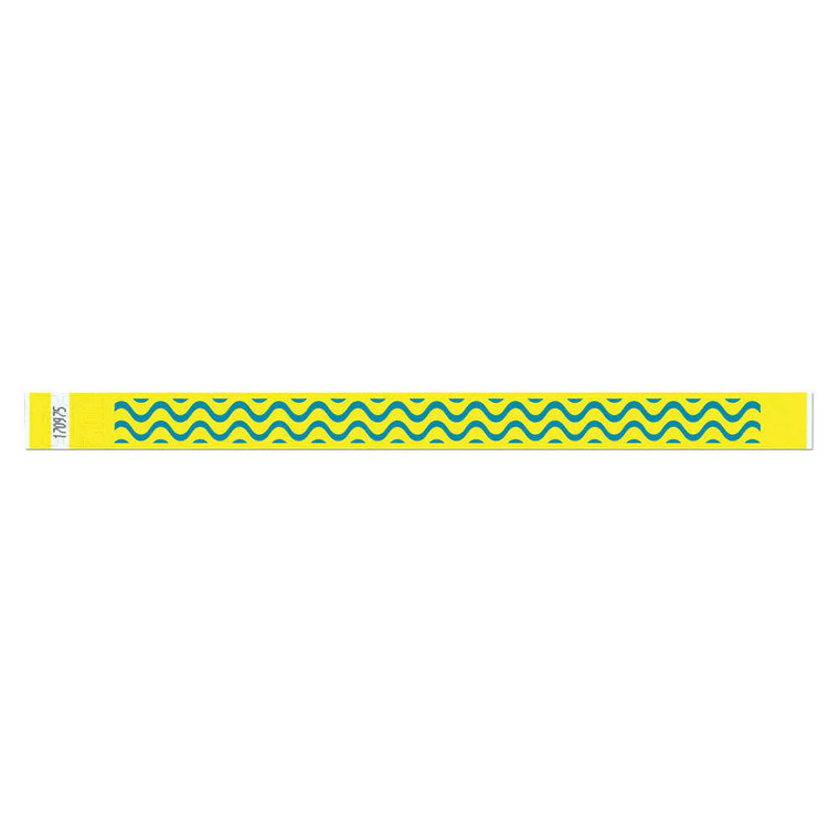 Tyvek Wristband Yellow Green Wave - 500 Per Box