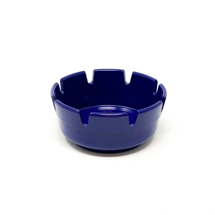 Cobalt Blue Plastic Ashtray - Burn-Resistant
