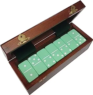 Marion & Co. Double Six  Mint Green Domino Set in Wood Box