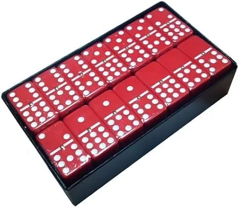 Marion Double 9 Red  Domino Set in Cardboard Storage Box