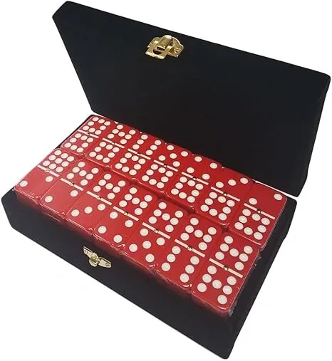 Marion Double 9 Red Domino Set in Elegant Velvet Storage Box