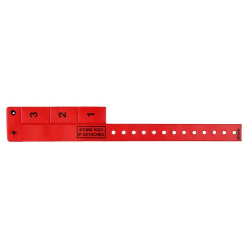 Vinyl 3/4" Multi-Tab Wristbands 3 Tab - Red (500 per box)