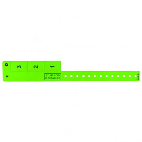 Vinyl 3/4" Multi-Tab Wristbands 3 Tab - Green (500 per box)