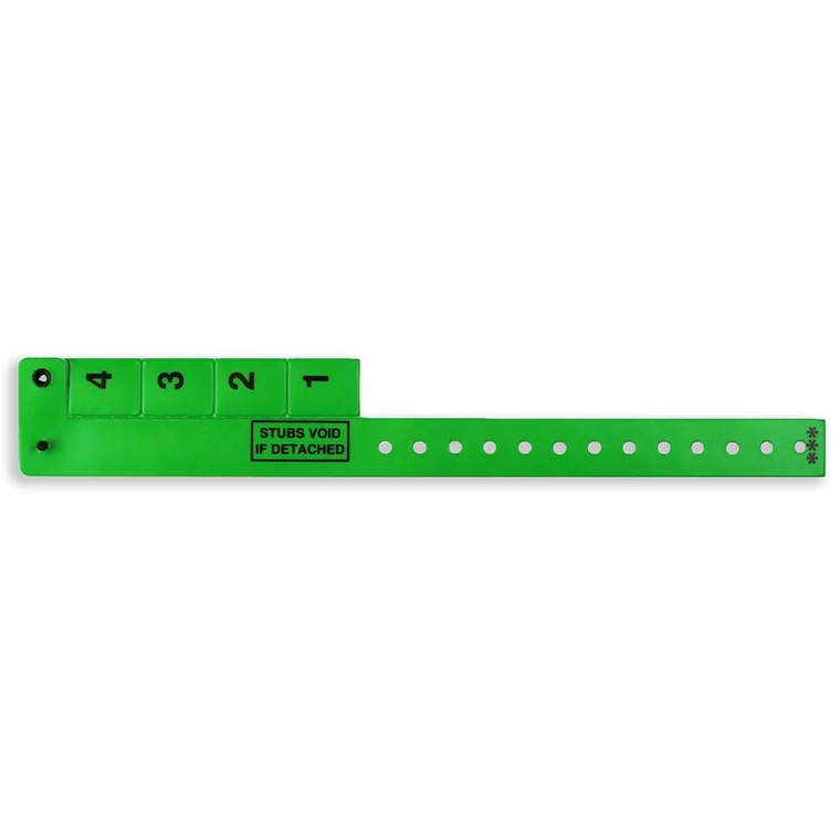 Vinyl 3/4" Multi-Tab Wristbands 4 Tab - Green (500 per box)