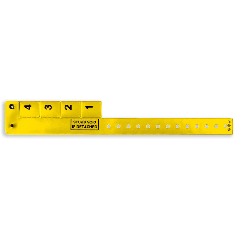 Vinyl 3/4" Multi-Tab Wristbands 4 Tab - Yellow (500 per box)