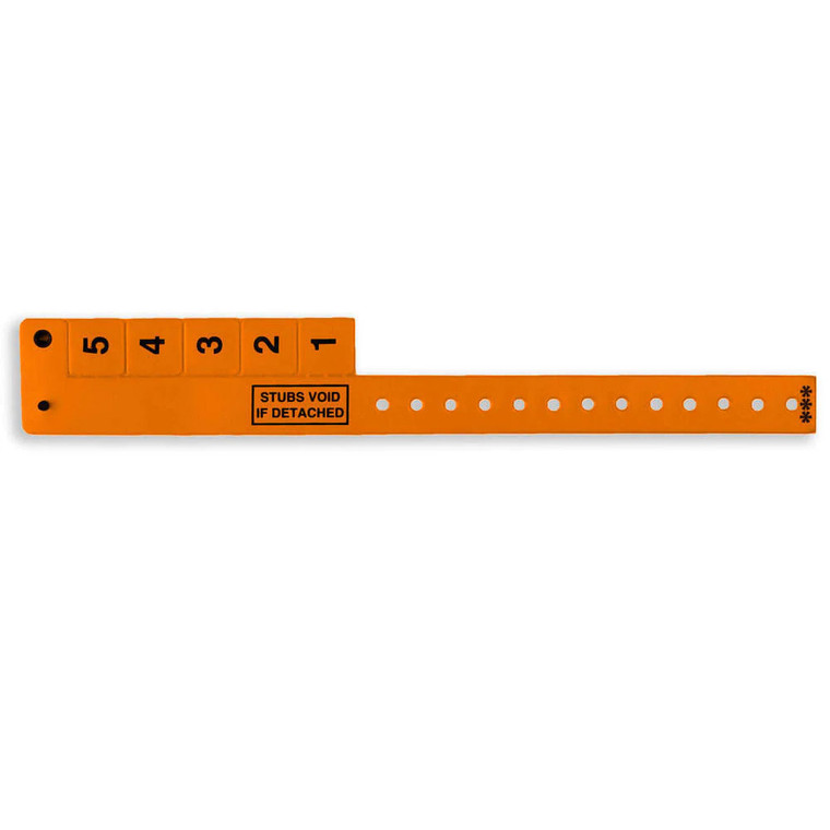 Vinyl 3/4" Multi-Tab Wristbands 5 Tab - Orange (500 per box)