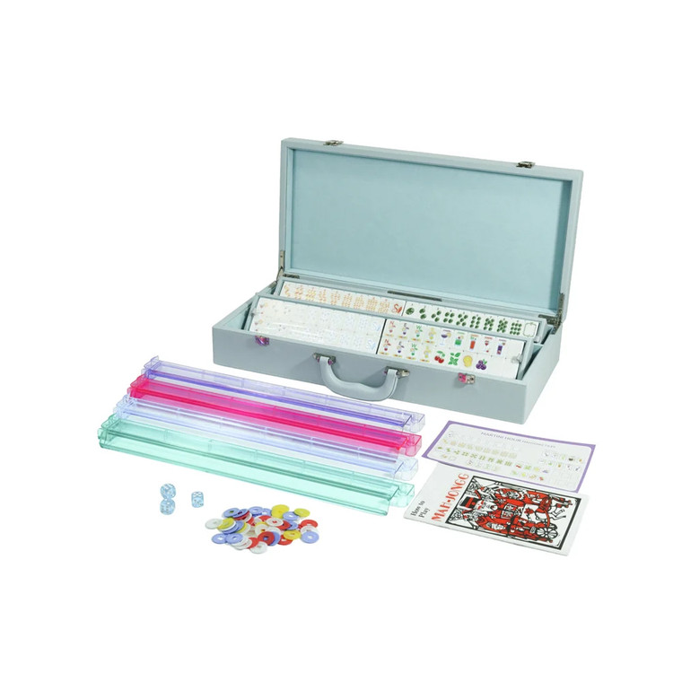 Martini Mahjong Set in Blue Pearl Case