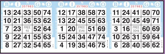 3 on Horizontal Bingo Paper - 3,000 Sheets per Case