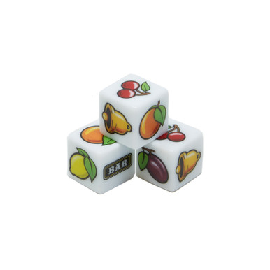 Jackpot Dice with Slot Machine Symbols: 5/8 in., Set of 3 with