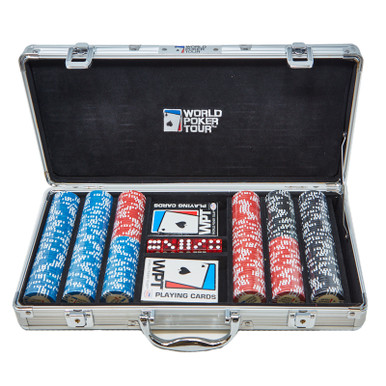 Official World Poker Tour Set with 300 Chips, 2 Decks, 5 Dice, and