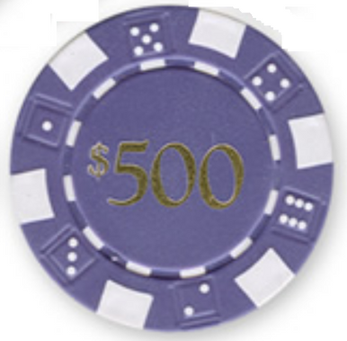 Value Poker Chips: Dice, 11.5 Gram, $500 Purple