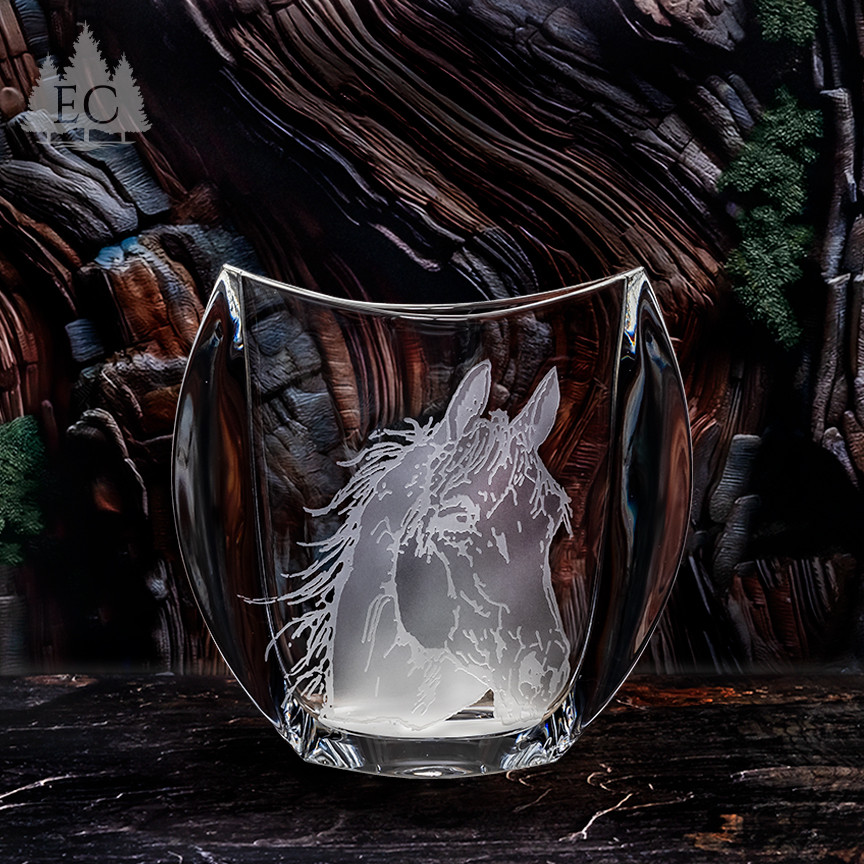 Arabian Horse Crystal Vase - Grace & Loyalty collection | Etched