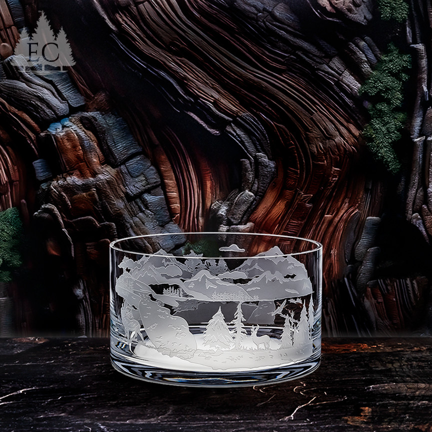 Wilderness Scene Wrapped Crystal Bowl - Wonders of Wildlife