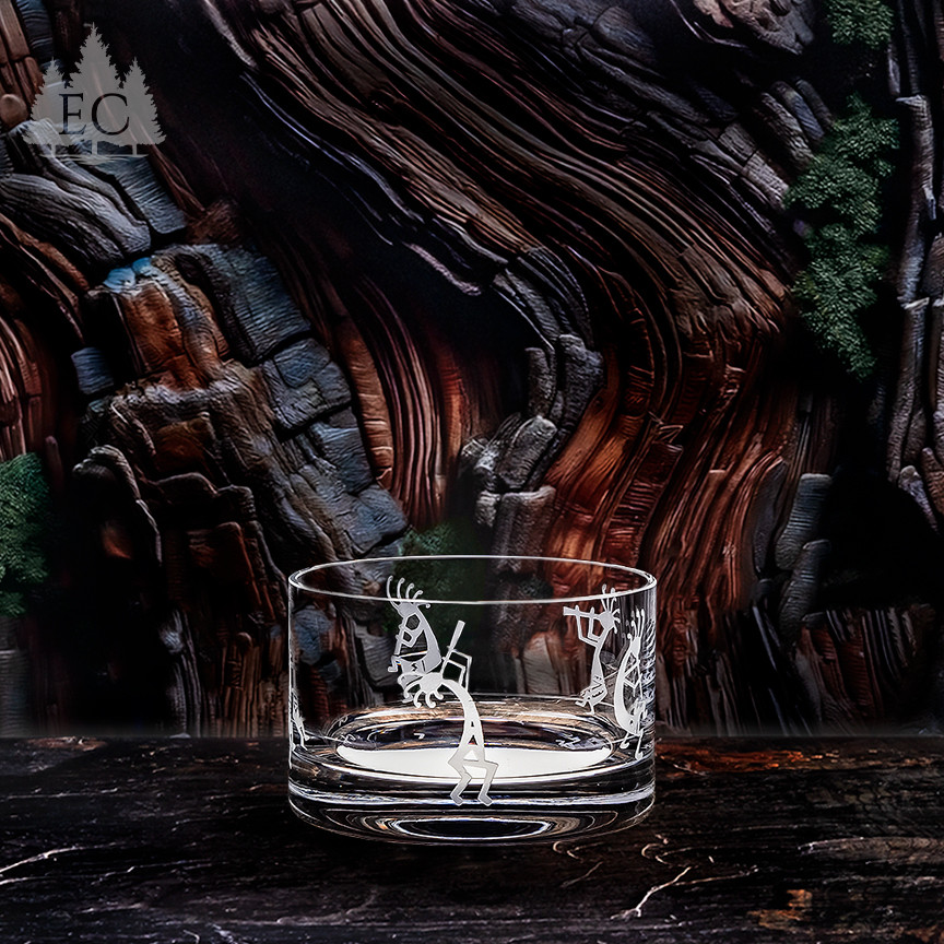 Kokopelli Wrapped Crystal Bowl - Spirit of the West Collection