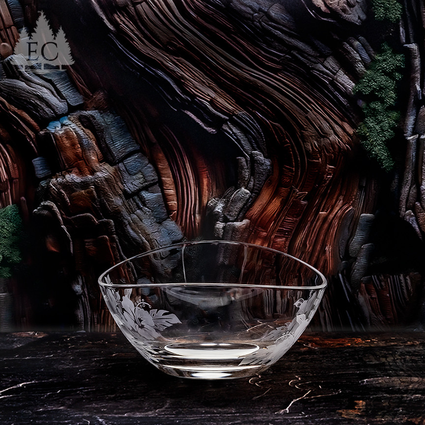 Hibiscus Oval Crystal Bowl - Elements of Nature Collection