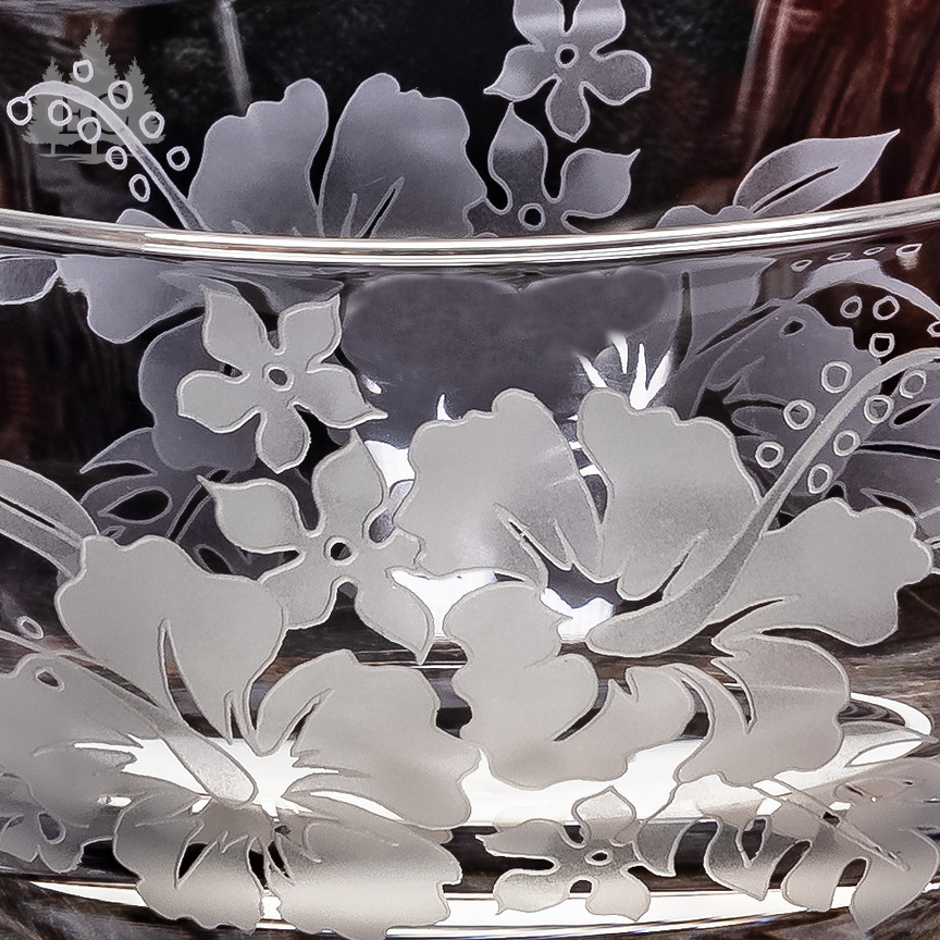 Hibiscus Oval Crystal Bowl - Elements of Nature Collection