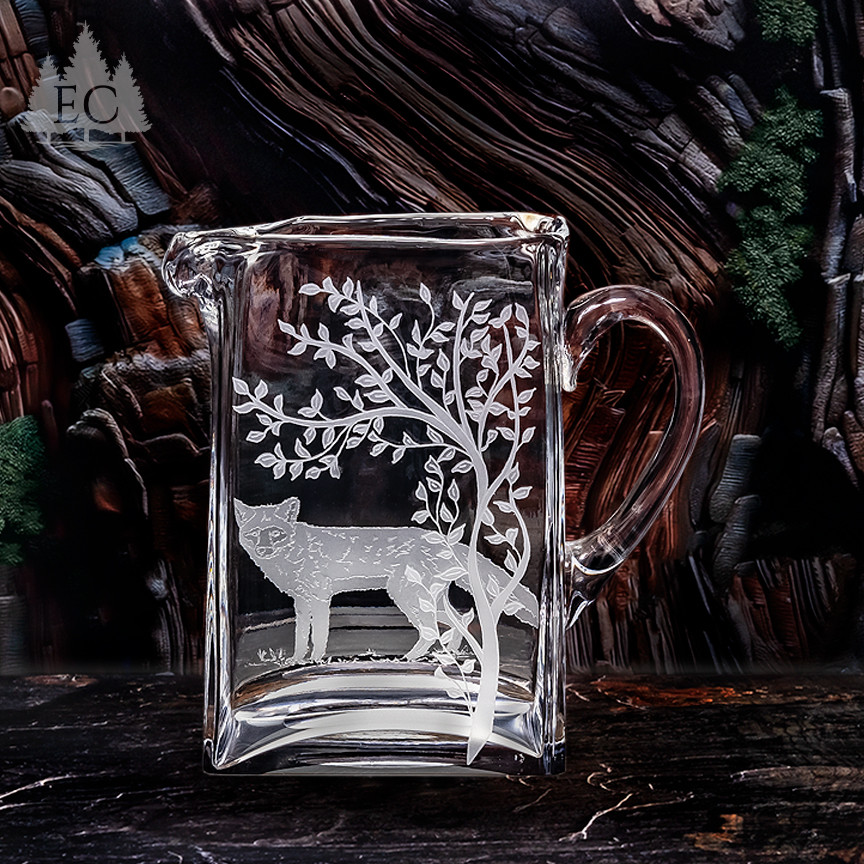 Fox Scene Square Crystal Pitcher - Wonders of Wildlife Collection
