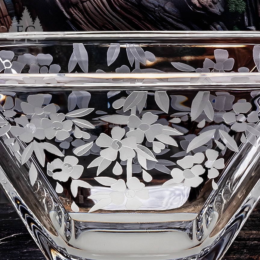 Cherry Blossom Wrapped Square Crystal Bowl - Elements of Nature