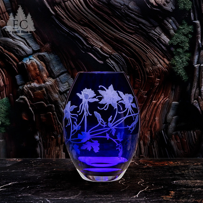 Columbine Cobalt Crystal Barrel Vase - Elements of Nature