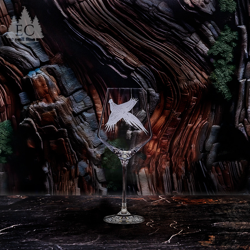 Russian Crystal Wine Glass手作リ酒器 アンティーク雑貨 Pheasant Crystal Red Wine Glasses (Set of 4) - Elements of Nature
