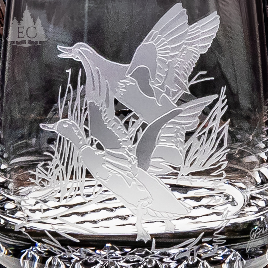 Mallard Scene Crystal Rocks Glasses (Set of 4) - Spirit of the