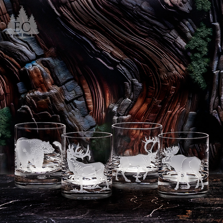 Alaskan Wildlife Crystal Rocks Glasses (Set of 4) - Wonders of