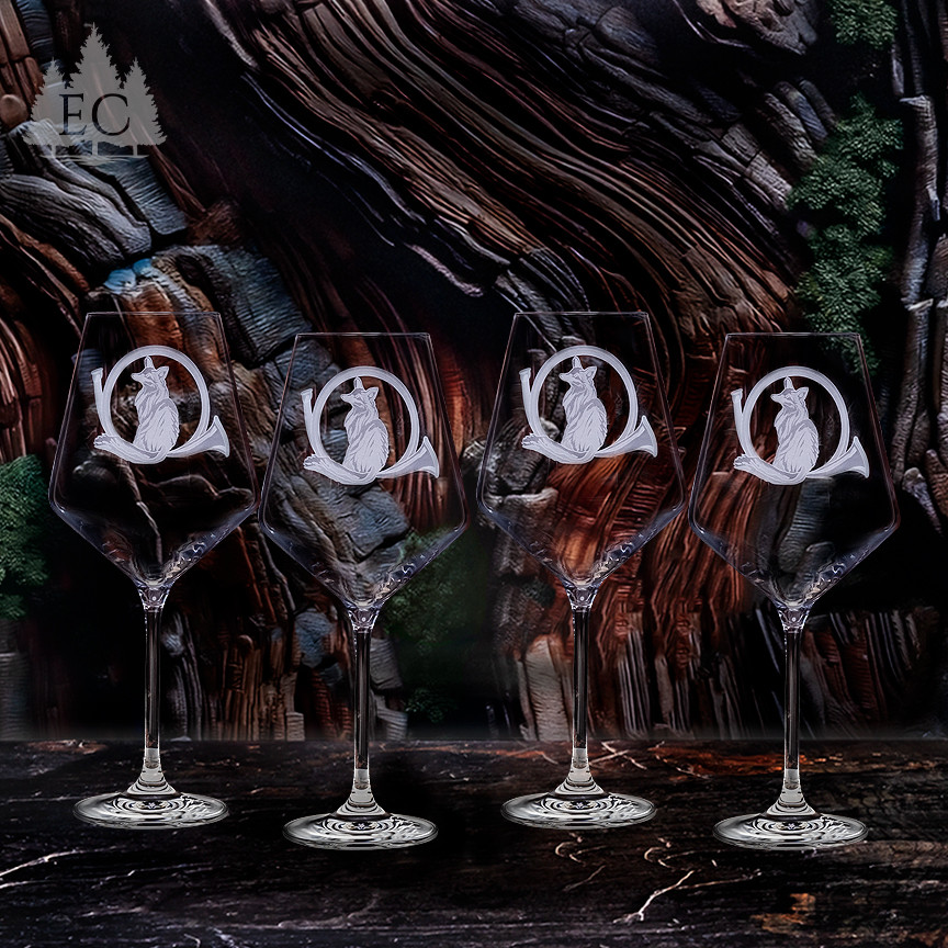 Fox & Horn Crystal Red Wine Glasses (Set of 4) - Wonders of
