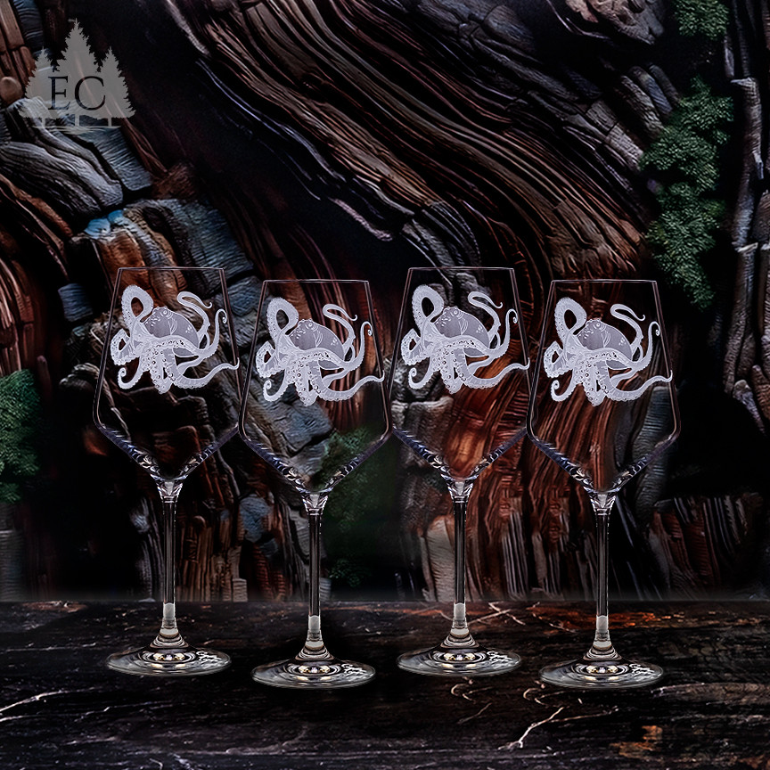 Octopus Crystal White Wine Glasses (Set of 4) - Maritime