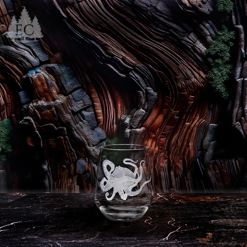 Octopus Crystal Stemless Wine Glasses (Set of 4) - Wonders of