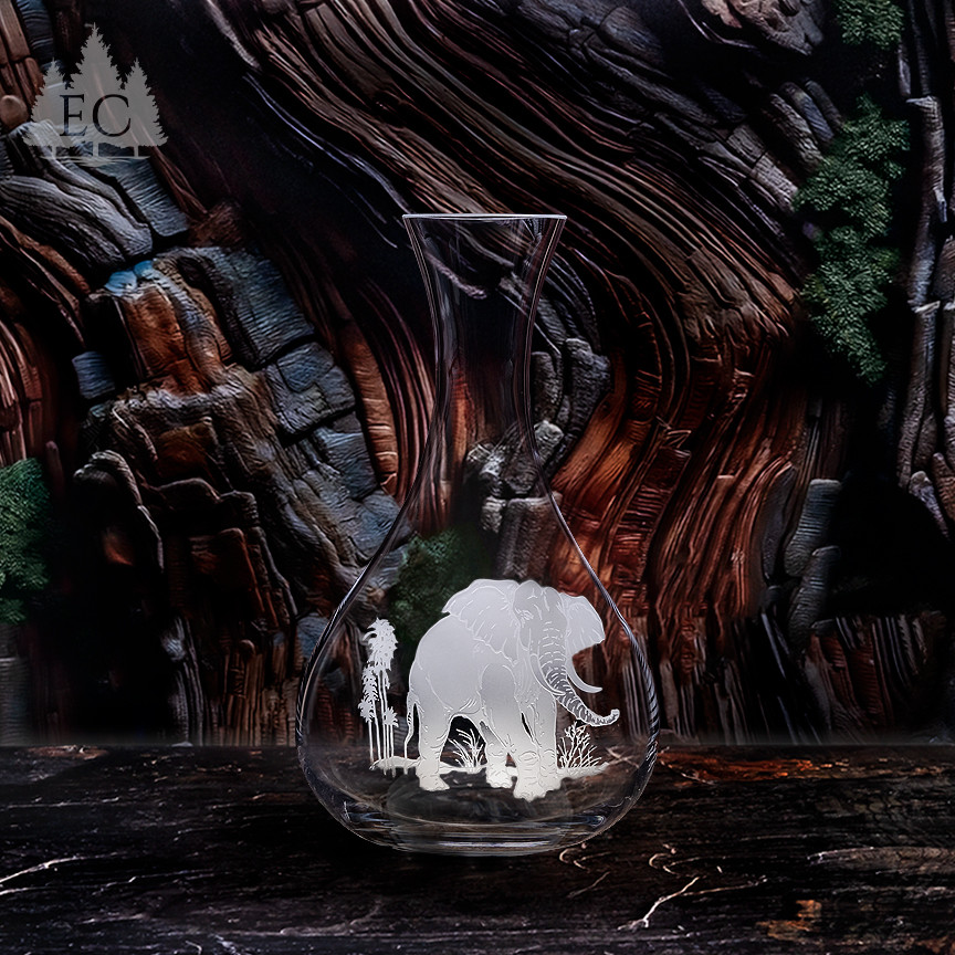 Elephant Crystal Wine Carafe - Wonders of Wildlife Collection