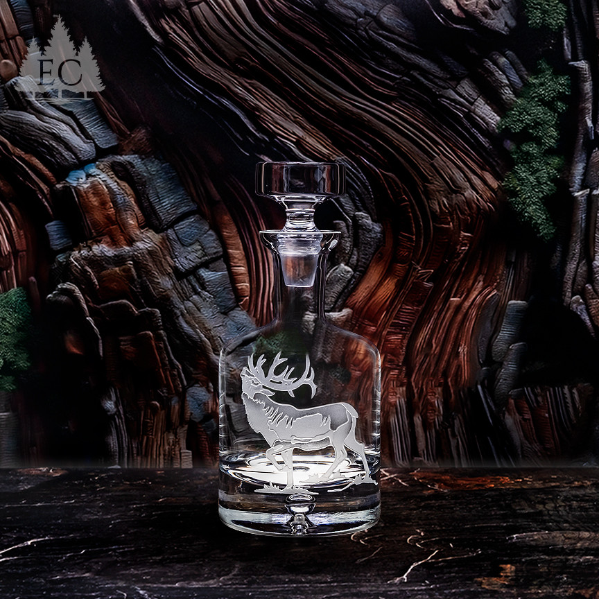 Elk Crystal Decanter - Wonders of Wildlife Collection | Etched