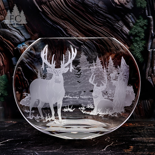 Fox Scene Square Crystal Pitcher - Wonders of Wildlife Collection