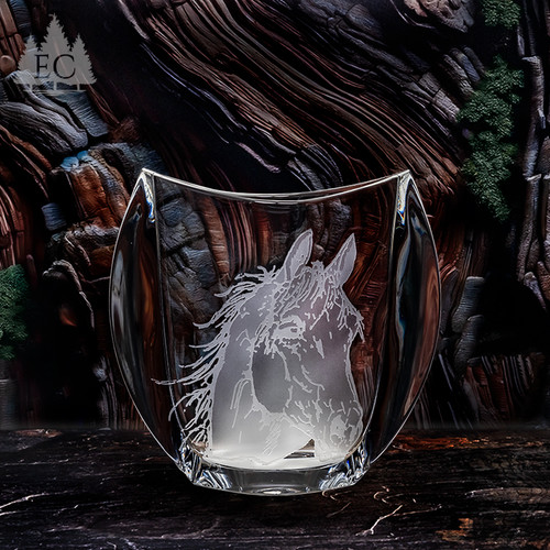 Arabian Horse Crystal Vase - Front