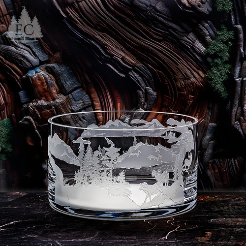 Wilderness Scene Wrapped Crystal Bowl - Front