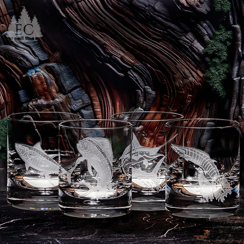 Game Fish Crystal Rocks Glasses, Set of 4