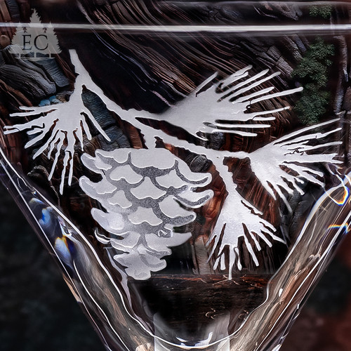 Pinecone Crystal Martini Glasses, Set of 4 - Detail