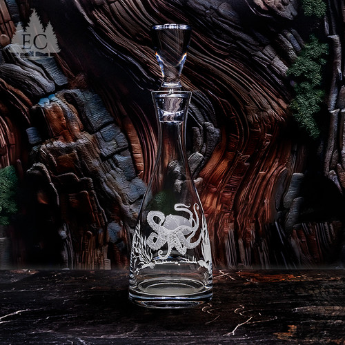 Octopus Crystal Wine Carafe - Maritime Collection | Etched Crystal