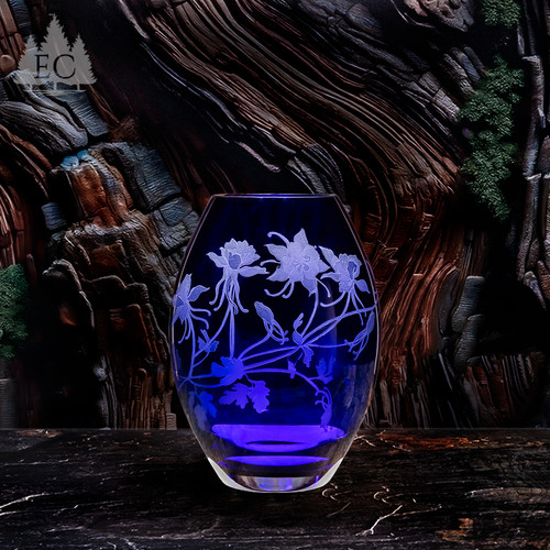 Columbine Cobalt Crystal Barrel Vase