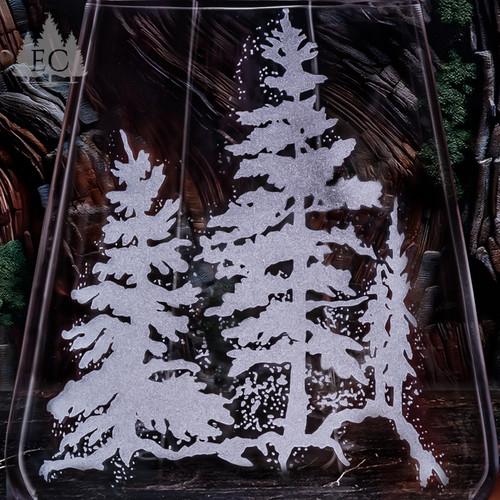Pine Trees Crystal White Wine Glasses, Set of 4 - Detail