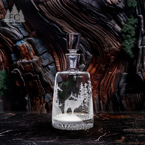 Elk Crystal Decanter - Wonders of Wildlife Collection | Etched
