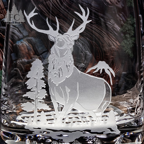 Mountain Elk Crystal Rocks Glasses, Set of 4 - Detail